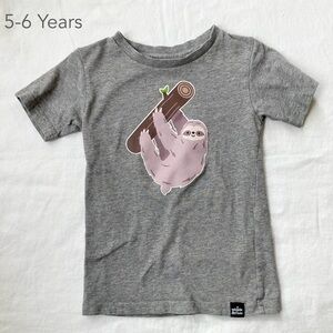 🪴5/$30 Whistle & Flute 5-6 Years Sloth Grey T-Shirt